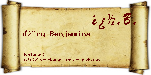 Őry Benjamina névjegykártya